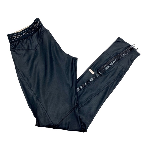 STELLA Mccartney Adidas Spell out Waist Ankle zip Running tights in Shiny Black - Picture 10 of 10